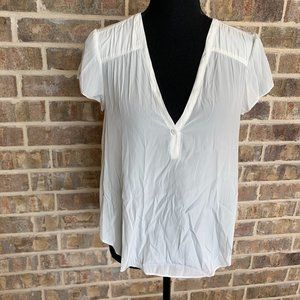 Calypso St. Barth white blouse size XS short cap sleeves lightweight half button
